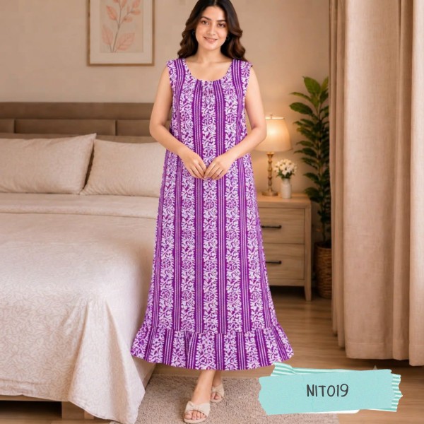 Flutter Sleeve Cotton Night wear NIT019