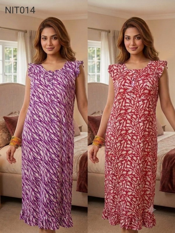 Flutter Sleeve Cotton Night wear Combo (Set of 2) NIT014