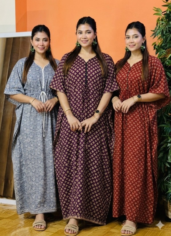 Joypuri Cotton Kaftan Maxi Combo Pack Set of 3 KAFT121