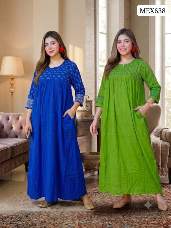 Premium Quality Quarter Sleeve Cotton Gown Maxi Combo(Set of 2) MEX638