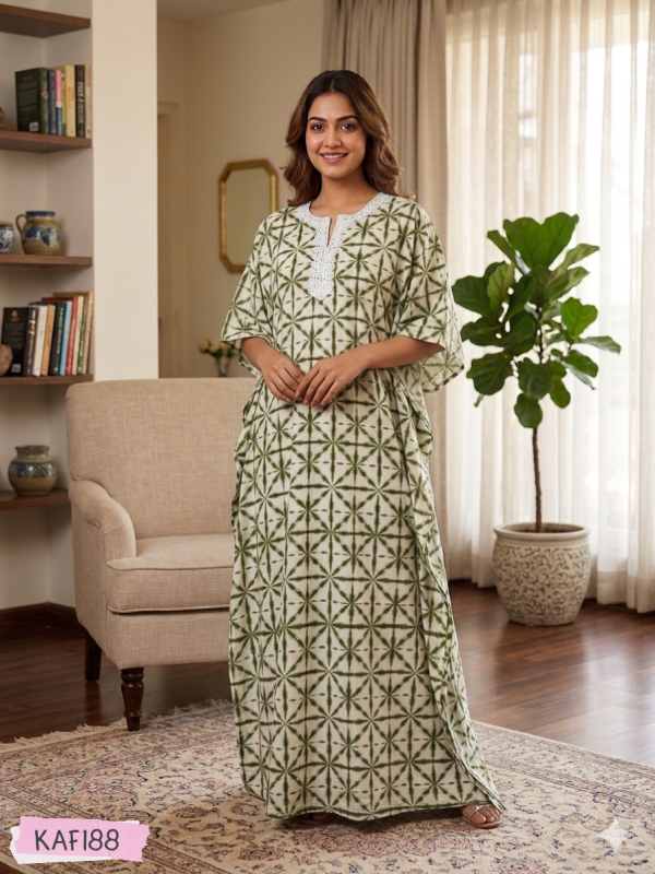 Premium Quality lace work cotton Kaftan Maxi  KAF188