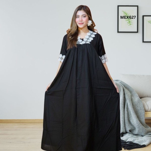 100% Soft Cotton Lais Work Gown Maxi MEX627