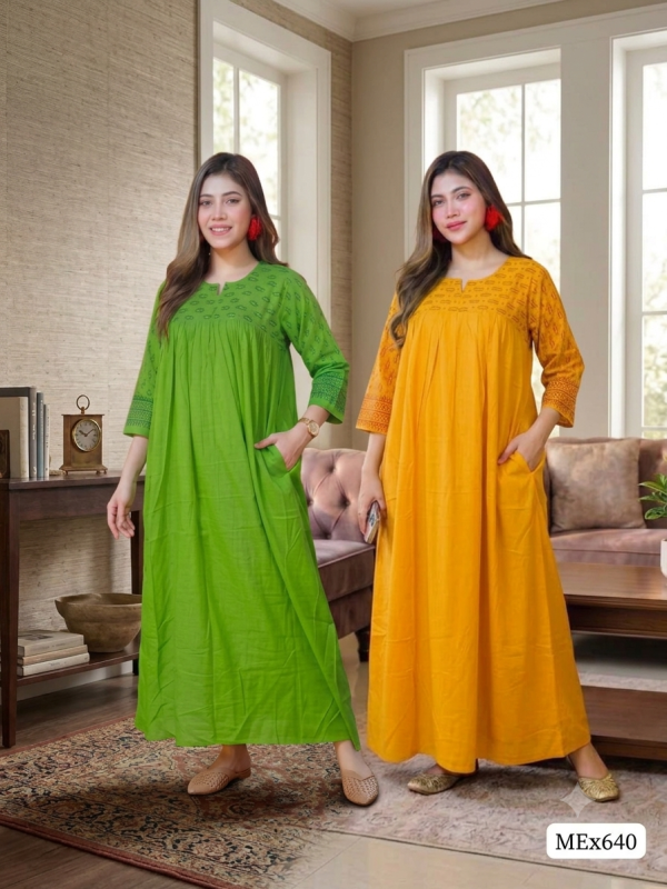 Premium Quality Quarter Sleeve Cotton Gown Maxi Combo(Set of 2) MEX640