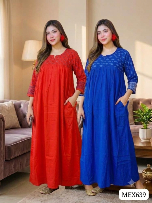 Premium Quality Quarter Sleeve Cotton Gown Maxi Combo(Set of 2) MEX639