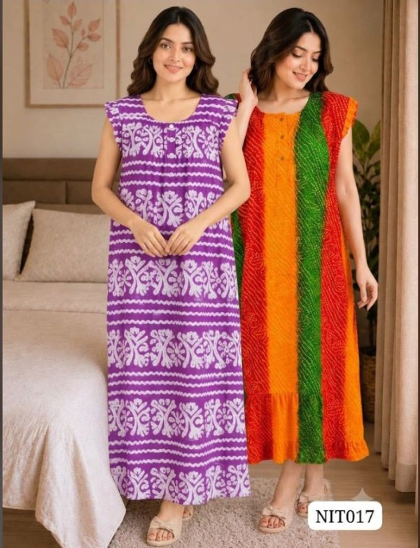Flutter Sleeve Cotton Night wear Combo (Set of 2) NIT017
