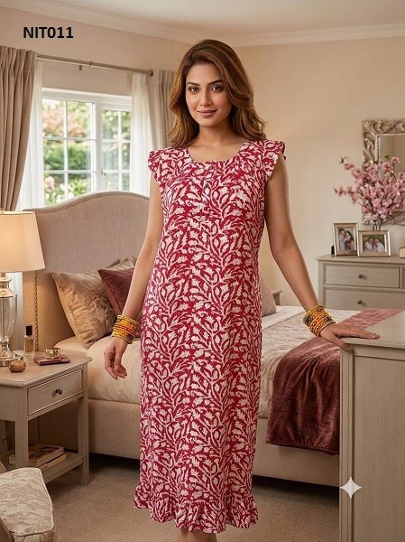 Flutter Sleeve Cotton Night wear NIT011