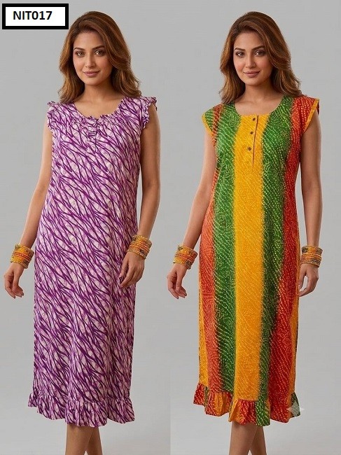Flutter Sleeve Cotton Night wear Combo (Set of 2) NIT017