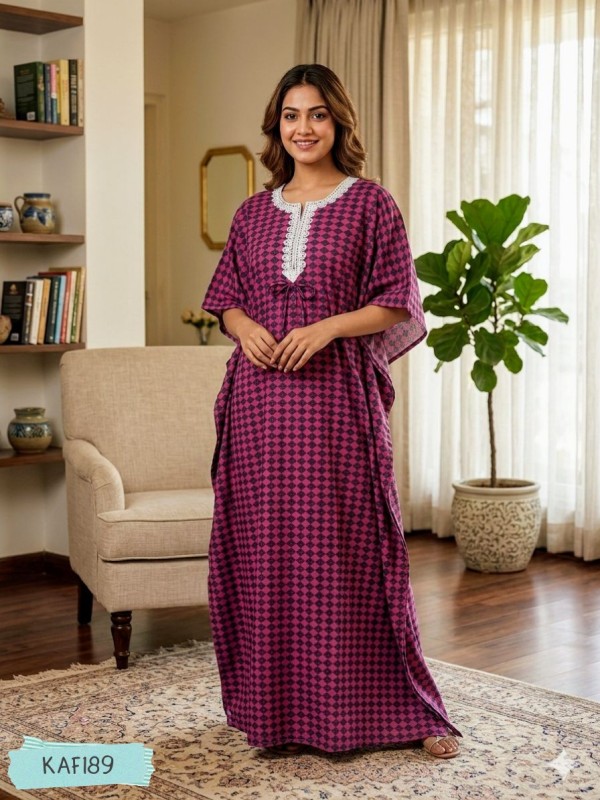 Premium Quality lace work cotton Kaftan Maxi  KAF189