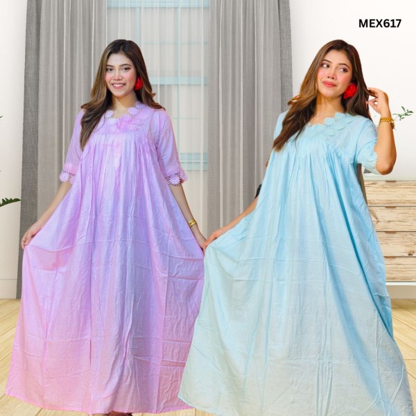 100% Soft Cotton Lais Work Gown Maxi Combo(Set of 2) MEX617