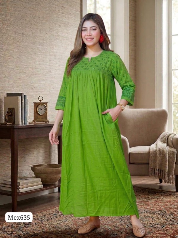 Premium Quality Quarter Sleeve Cotton Gown Maxi MEX635