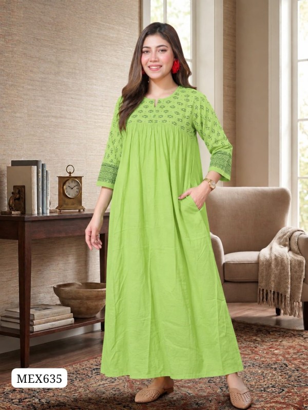 Premium Quality Quarter Sleeve Cotton Gown Maxi MEX635