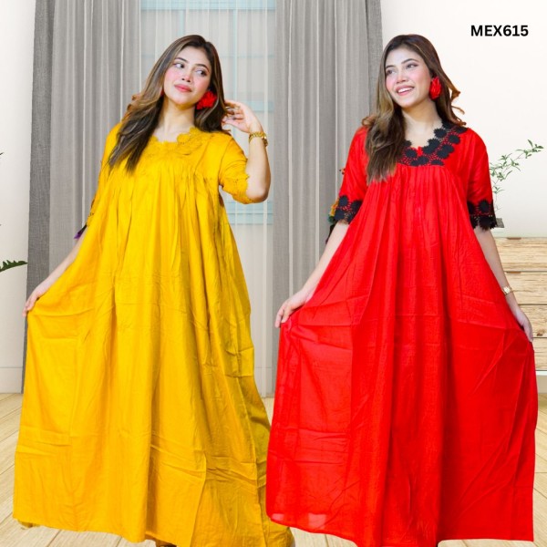 100% Soft Cotton Lais Work Gown Maxi Combo(Set of 2) MEX615