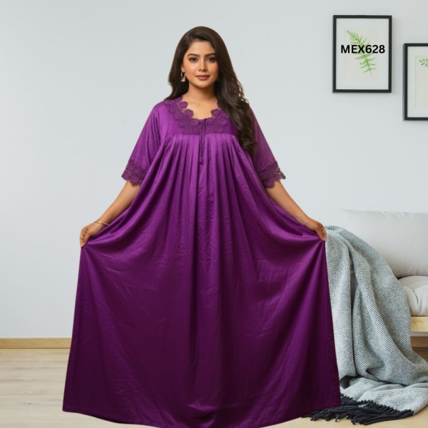 100% Soft Cotton Lais Work Gown Maxi MEX628