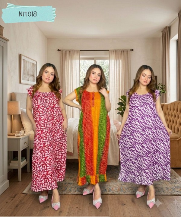 Flutter Sleeve Cotton Night wear Combo (Set of 3) NIT018