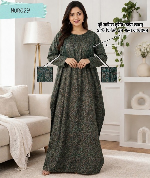 full sleeve Nursing maxi with both side feeding chain NUR029
