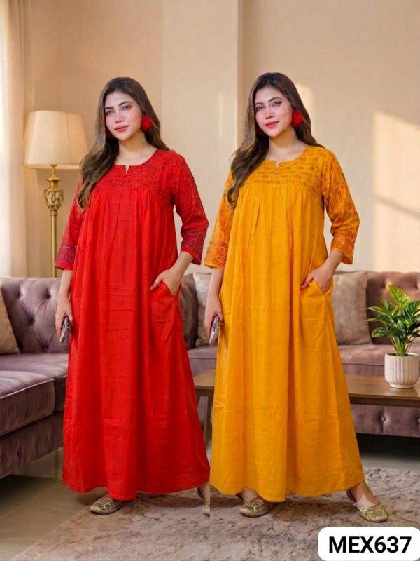 Premium Quality Quarter Sleeve Cotton Gown Maxi Combo(Set of 2) MEX637