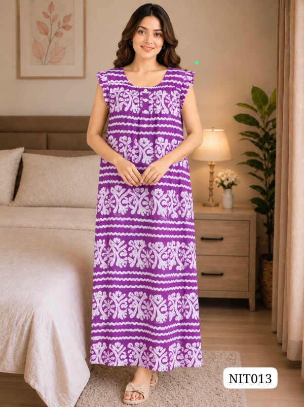 Flutter Sleeve Cotton Night wear NIT013