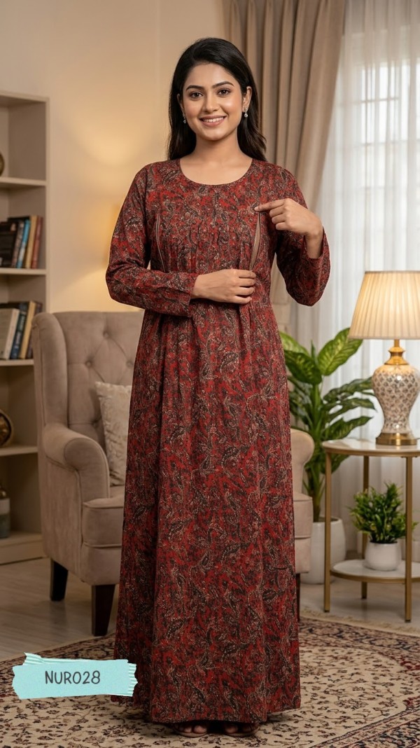 full sleeve Nursing maxi with both side feeding chain NUR028