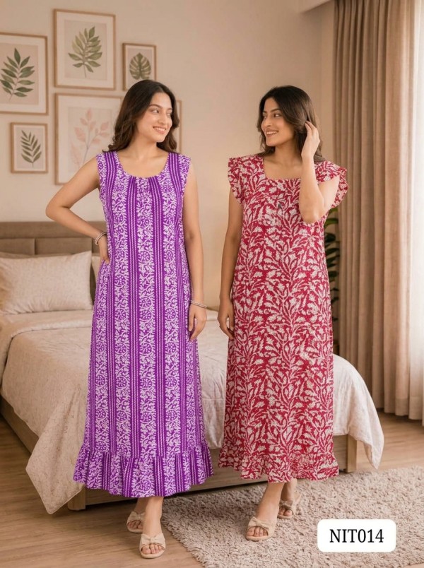 Flutter Sleeve Cotton Night wear Combo (Set of 2) NIT014